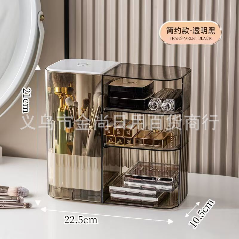 High appearance level rotating makeup brush storage cylinder, mouth red eyeshadow storage rack, dressing table, cosmetics storage box, lift type pic 5