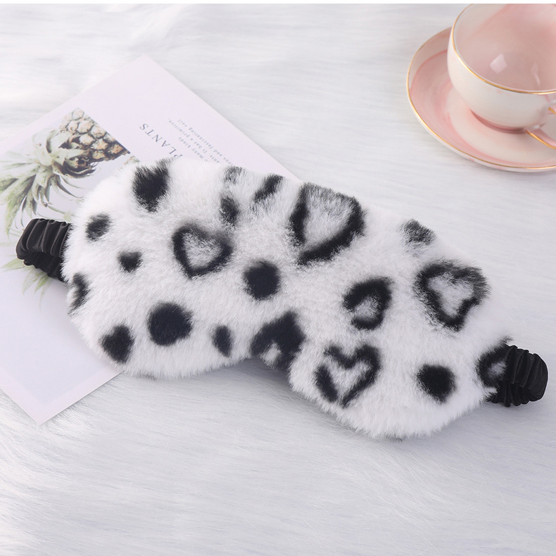 毛绒眼罩豹纹爱心小兔毛居家遮光护眼可爱卡通睡眠眼罩多色现货详情32