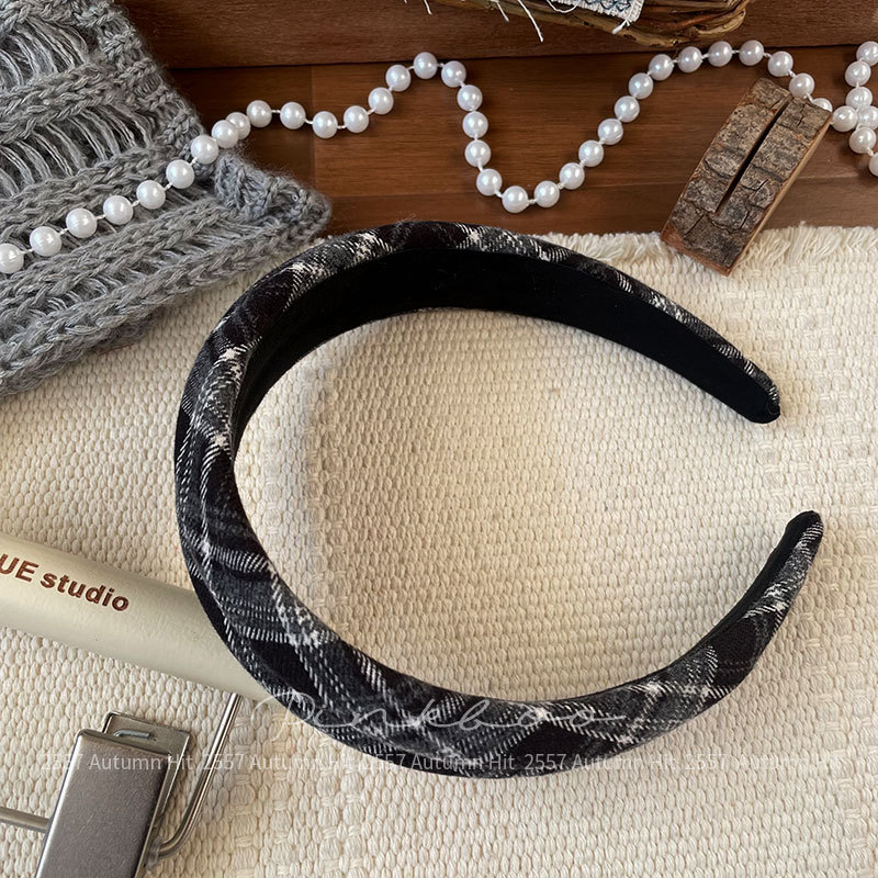 New Korean-style simple and elegant leopard print wide band headband, retro high head top check pattern for girls, autumn atmosphere hair accessory, wide band fashion for autumn and winter, leopard print check pattern multi-color series, retro and personalized headwear for girls pic 9
