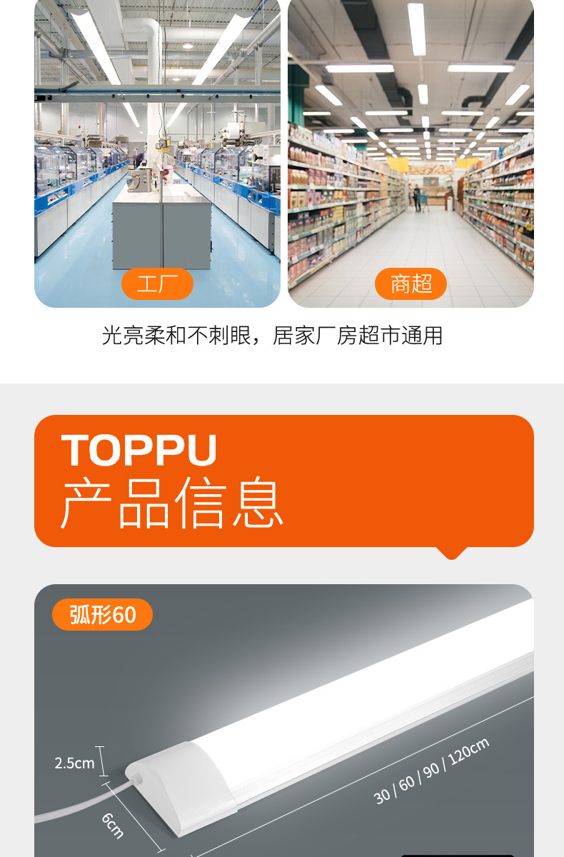 led三防灯一体化防水防净化灯车间办公led长条灯日光灯超亮支架灯详情16