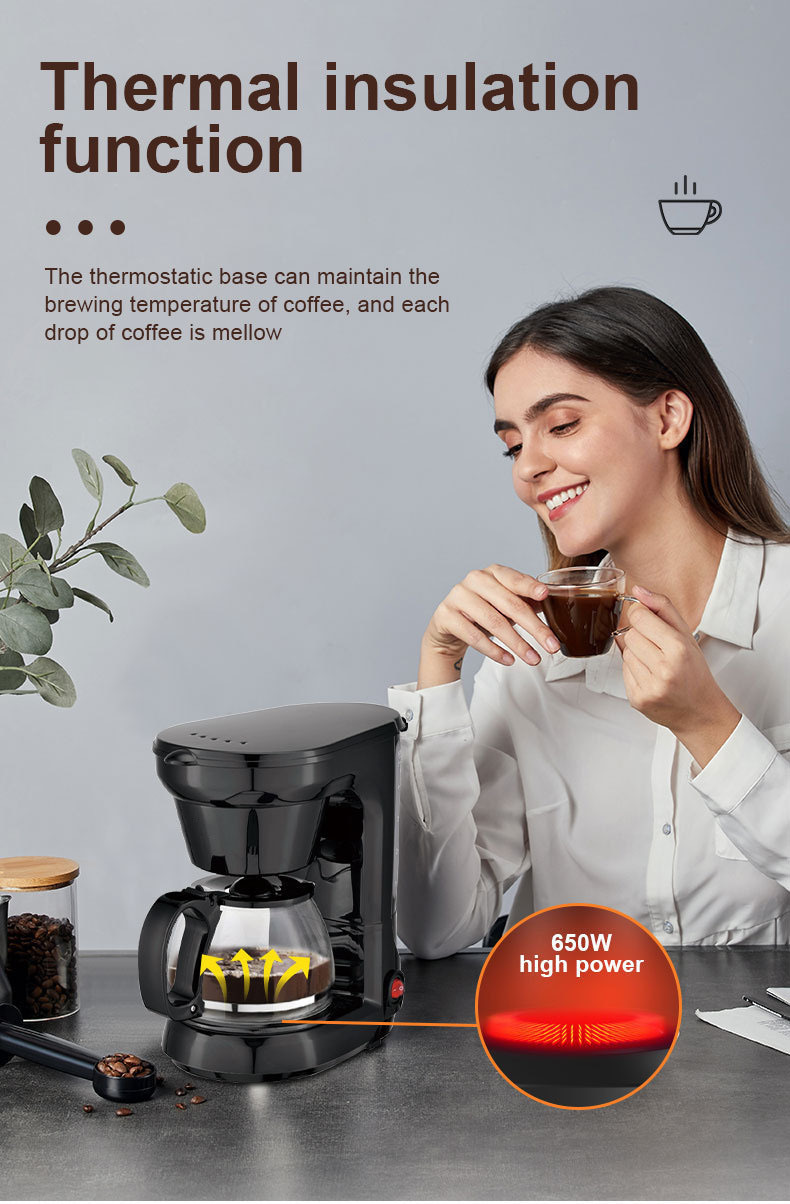 Cross-border American household coffee machine, drip milk tea machine, coffee pot, mini 750ML small grinding machine factory pic 5