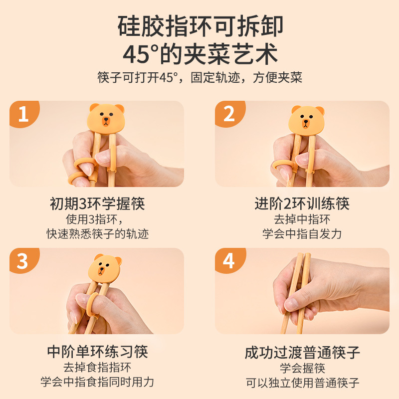 训练筷辅助学习训练筷自动回弹母婴喂养餐具早教筷儿童筷子1-3岁详情8