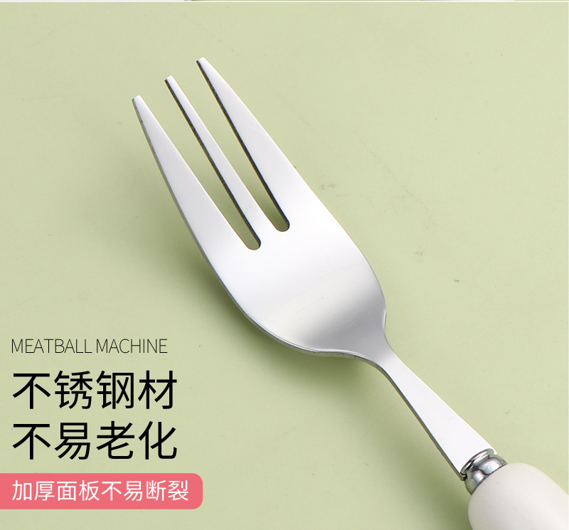 陶瓷柄不锈钢勺叉筷子 高颜值卡通动物调羹学生长柄餐具套装可爱详情12