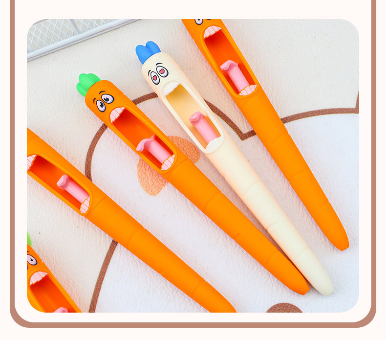 创意尖叫萝卜搞怪造型中性笔个性按动萝卜舌头出芯速干刷题签字笔详情6
