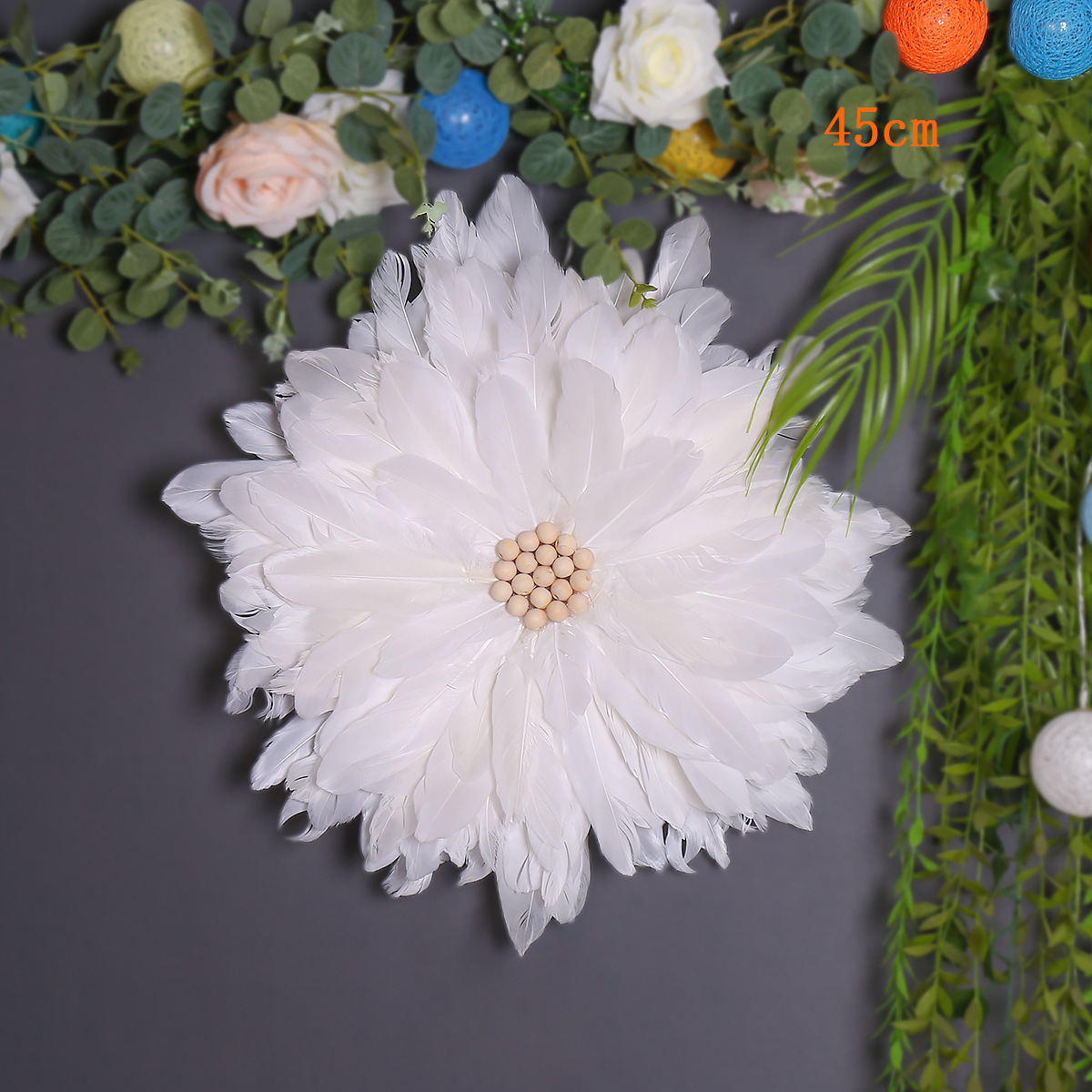 ins羽毛墙面装饰网红遮丑壁饰美容院服装店北欧创意成品床头客厅详情14