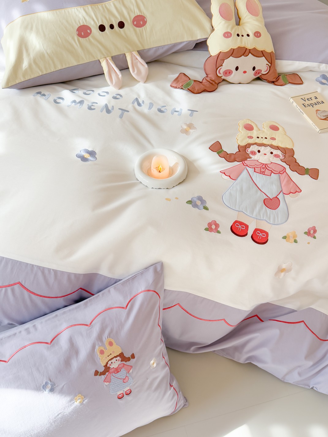 儿童卡通可爱刺绣水洗棉三四件套被套床单公主女孩床上用品详情20