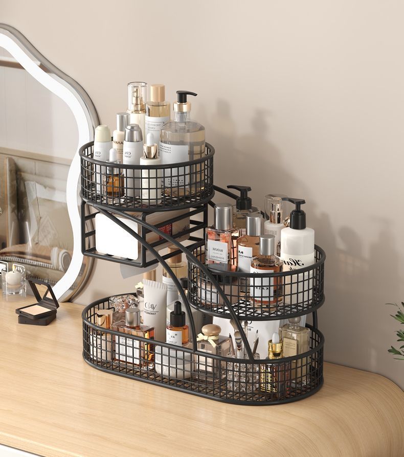 Multi-layered shelves for skin care products on the desk, cosmetic storage racks, desktop storage racks, and dormitory dressing tables pic 10