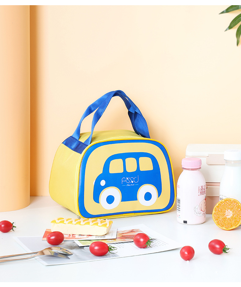 小汽车图案便当包梯形手提包小学生保鲜保冷冰包上班族带饭午餐包详情18