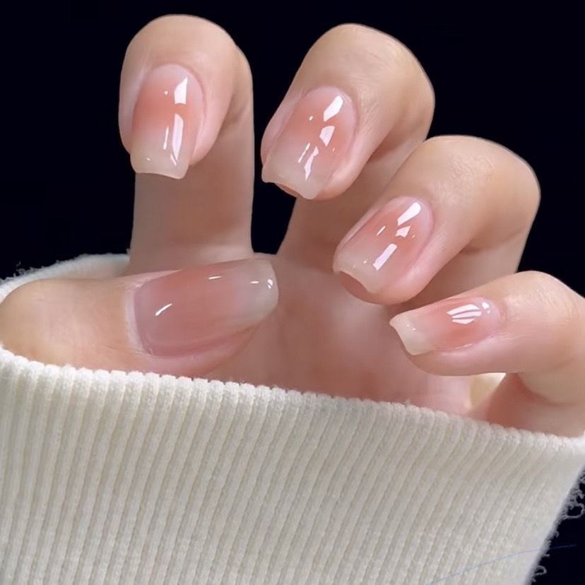 Finished nail art pieces, medium-length wearable nail art pieces, wearable nail art pieces, European and American nail art stickers, 24 nail art pieces, wearable nail art nude color pure desire pic 1