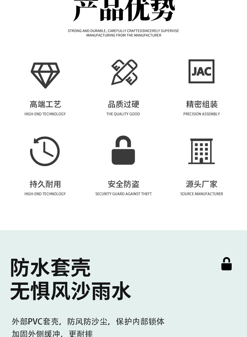 厂家现货挂锁批发四方套壳锁具防水锁挂锁防锈详情3