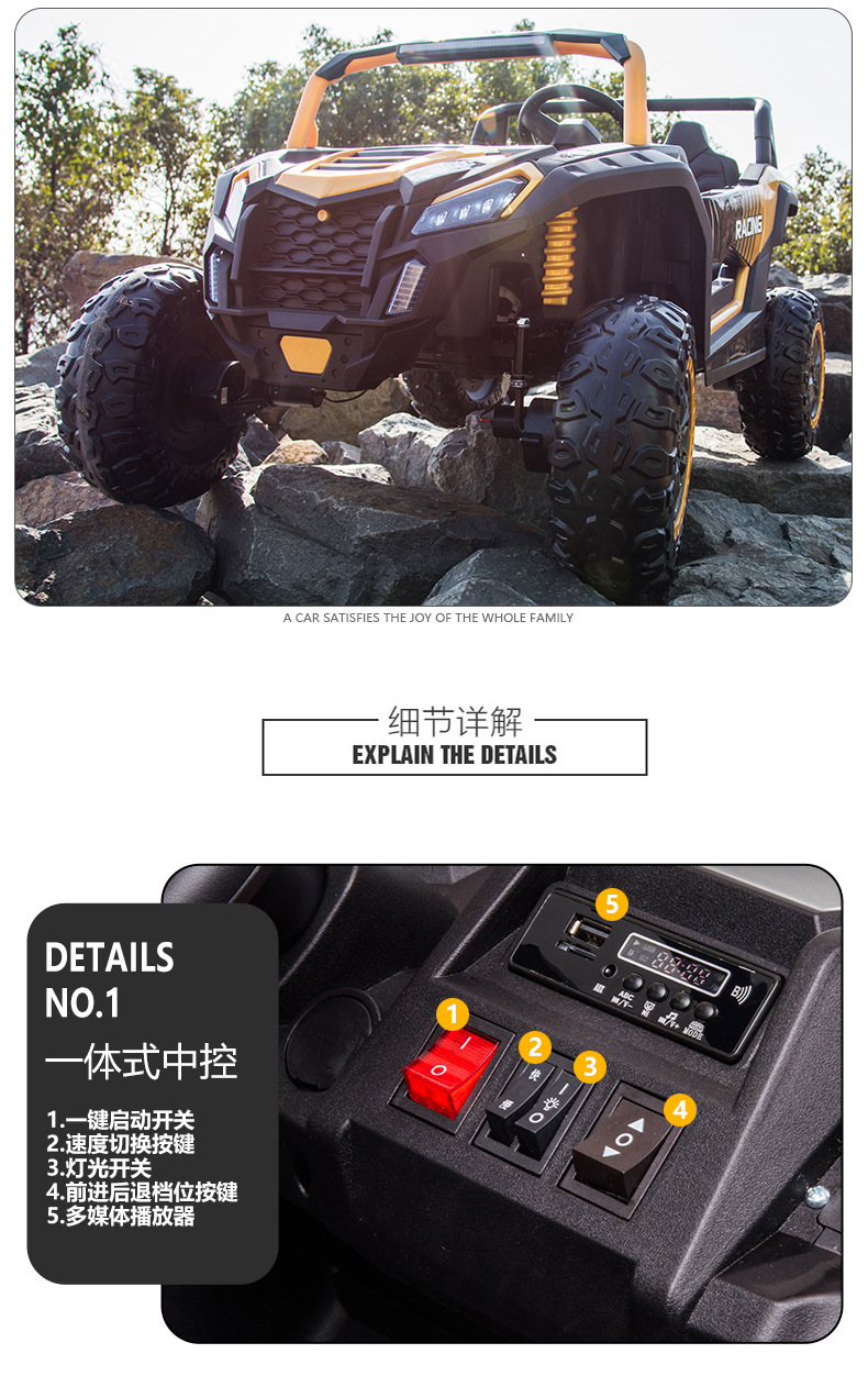 A032儿童电动越野车四轮双座亲子电动车户外男女宝宝自驾四驱版详情15