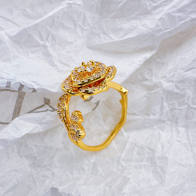 柏伶山茶花食指戒指女镶钻轻奢小众素圈开口戒时尚个性高级感饰品详情7