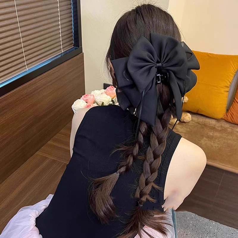法式缎面蝴蝶结花苞抓夹女后脑勺蓬松显发量马尾夹高级感气质发夹详情36