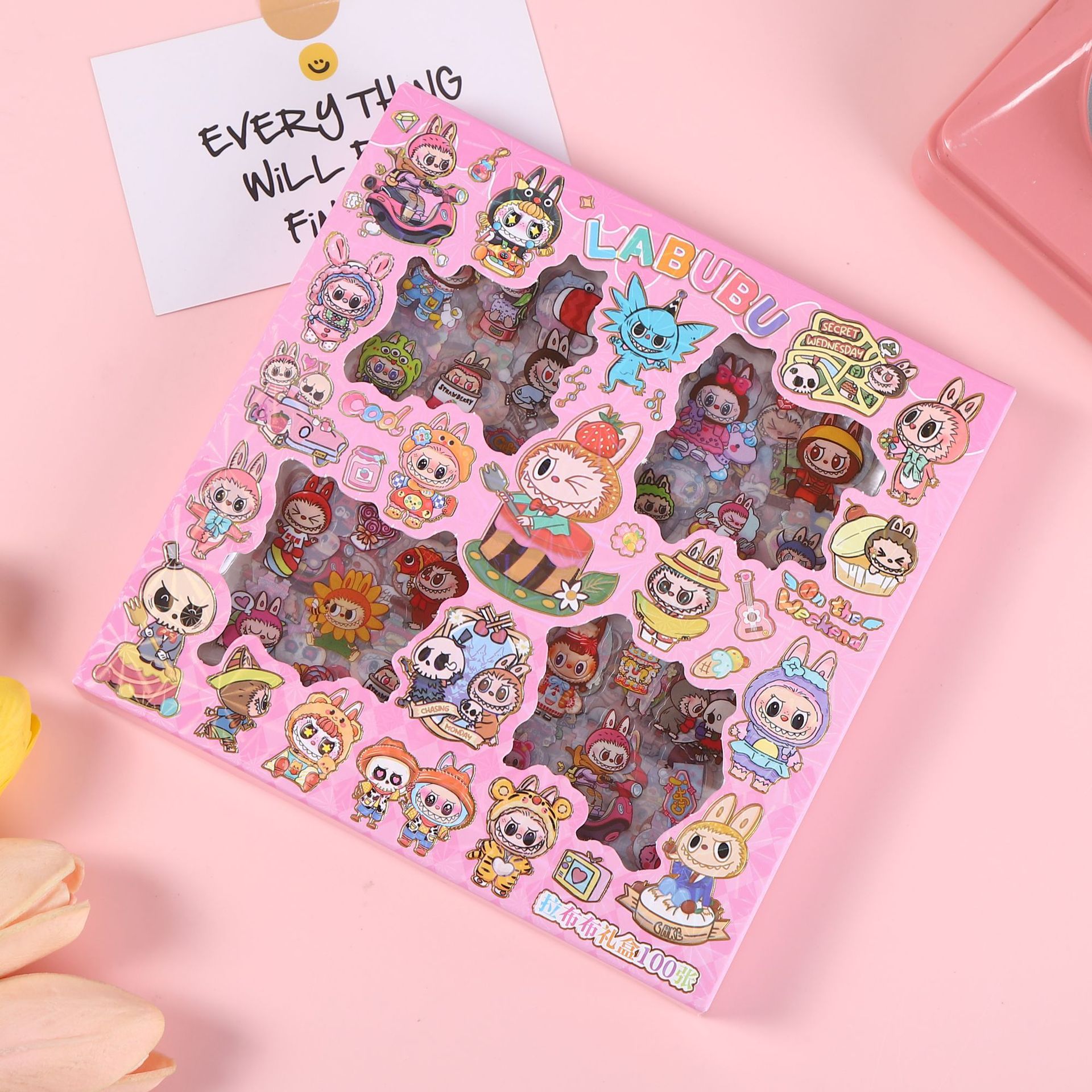 100张不重复手账贴纸防水可爱卡通创意贴画儿童卡皮DIY换装批发详情15