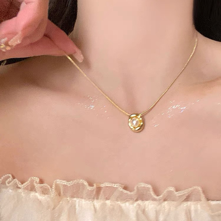 施家珍珠项链女小众轻奢设计高级感时尚气质锁骨链颈链毛衣链珠链详情23