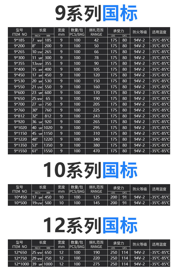 自锁式尼龙扎带耐寒捆扎捆绑带塑料束线带3X4X5*200X250X300批发详情17