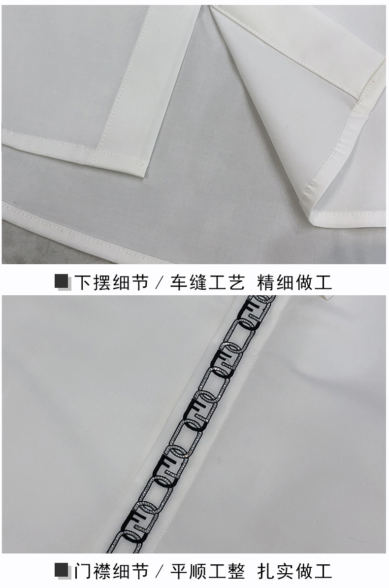 春秋时尚潮牌修身高端欧货棉长袖衬衫男刺绣F链条休闲百搭衬衣男详情8