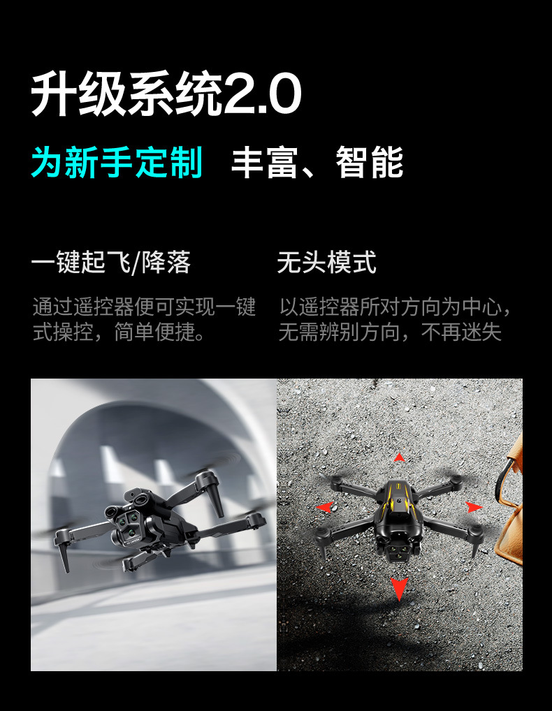 跨境新品s19无人机三摄像航拍避障四轴飞行器克折叠遥控飞机批发详情17