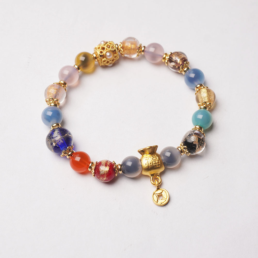 北京雍和半糖香灰糖心琉璃手串福气满满福袋玛瑙手链本命年手饰女详情34