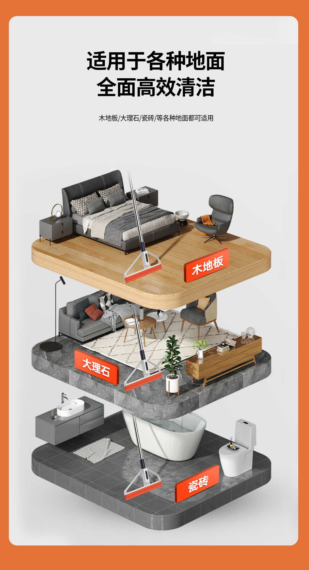 Magic broom Silicone water scraper magic tool mop Bathroom floor scraper household bathroom floor scraper dry and wet dual-purpose broom pic 10