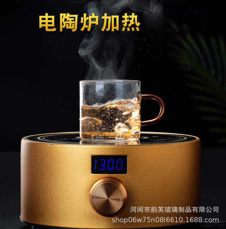 办公室高硼硅玻璃花茶小茶杯 彩色把手透明玻璃品茗杯品茶主人杯详情6