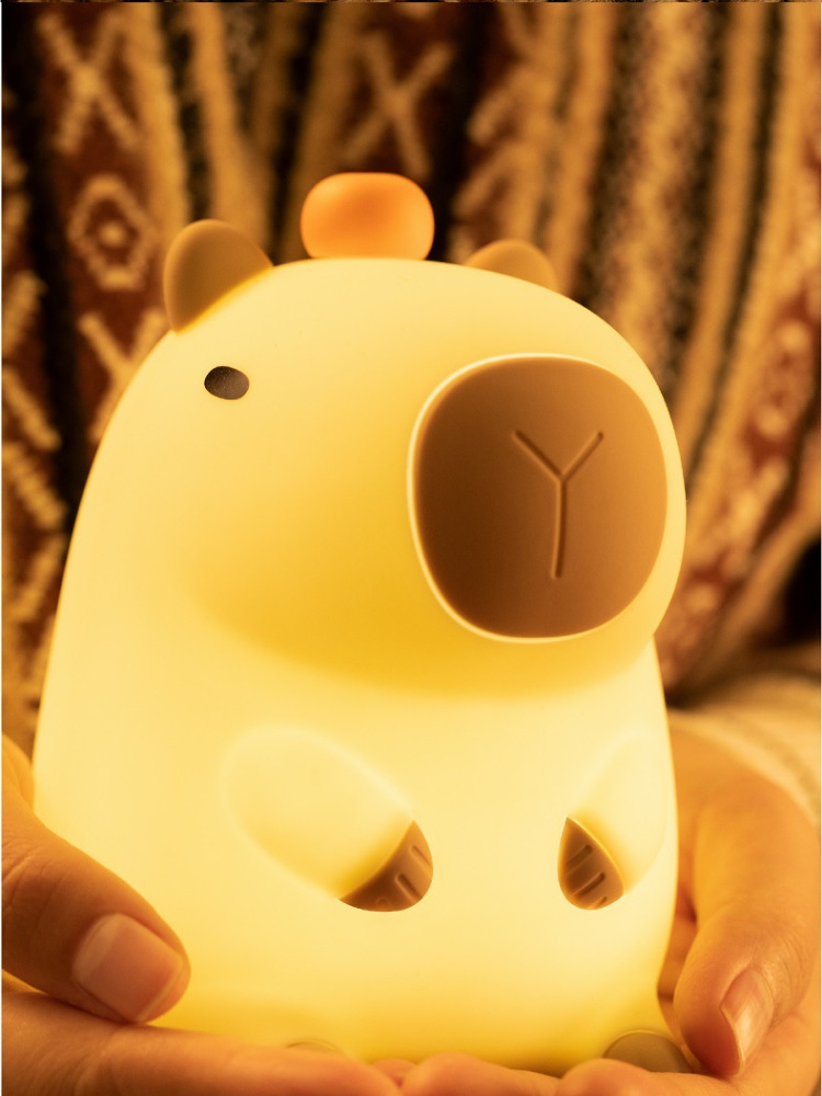 搪胶萌宠卡皮巴拉小夜灯儿童学生朋友礼物高级感卧室摆件卡皮巴拉拍拍灯详情13