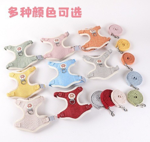 Wholesale of new cross-border pet chest and back strap vest style cat leashes and small and medium-sized dog anti-escape leashes pic 4