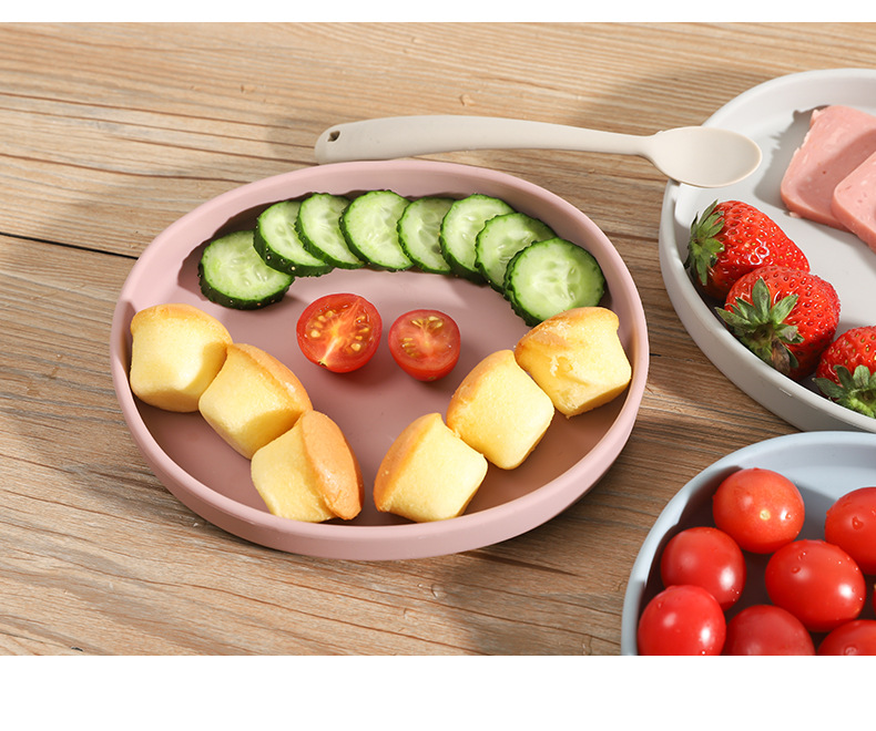 儿童喂养餐具食品级硅胶盘餐盘莫兰迪色托盘宝宝吃饭训练辅食碗详情17