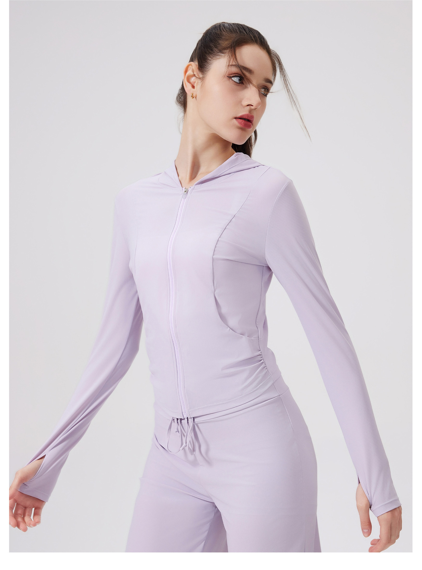 Sunshade, lightweight, anti-嗮, cool-feeling jacket, hooded, sporty loose top, casual yoga coat, checkered sun-protective clothing pic 22