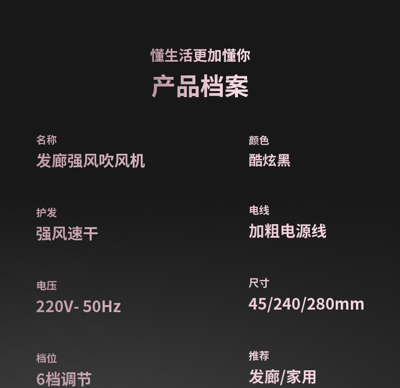 电吹风机家用蓝光冷热风大功率宿舍学生发型师专用跨境电商吹风筒详情25