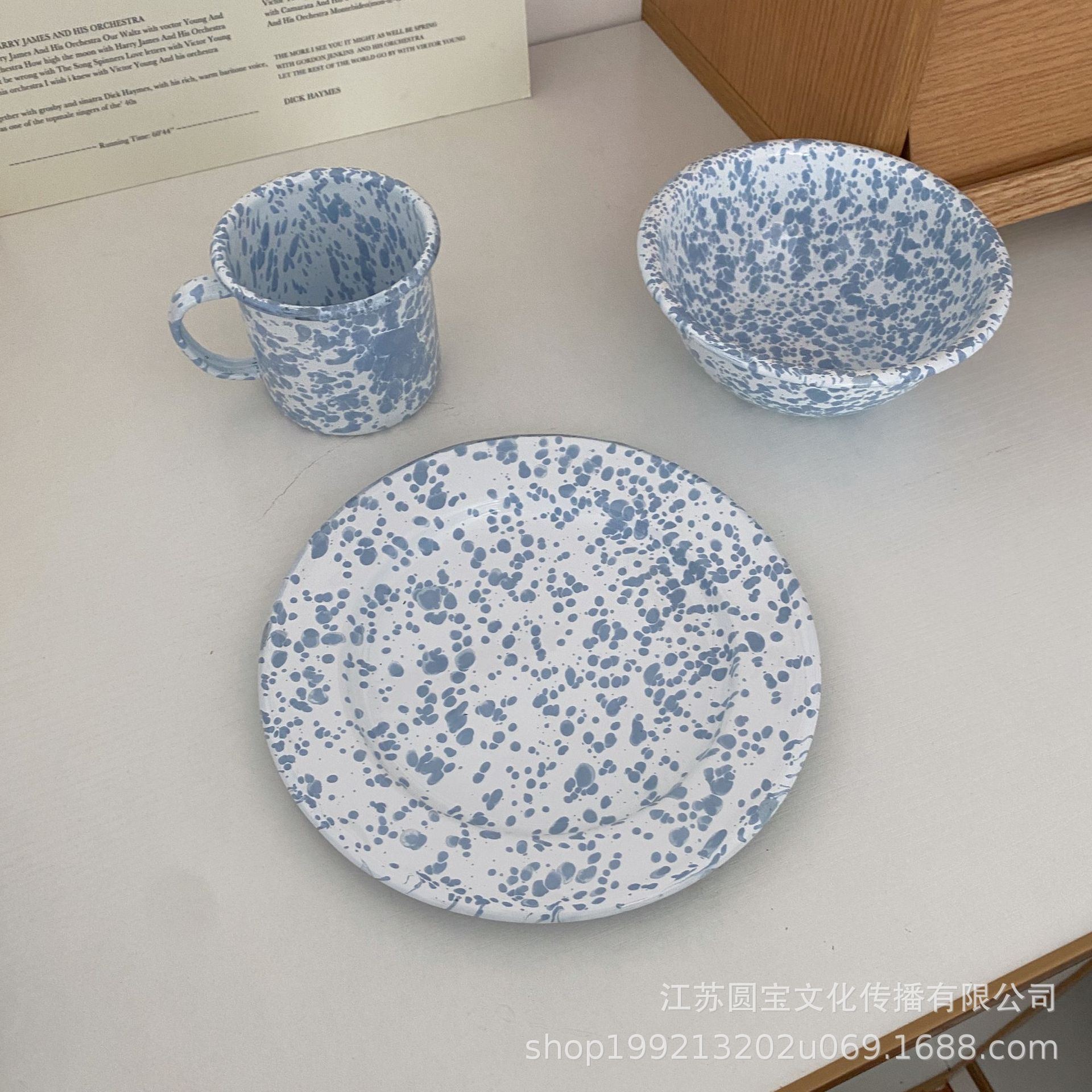 韩国ins同款复古泼墨搪瓷餐具套装搪瓷碗马克杯盘详情19