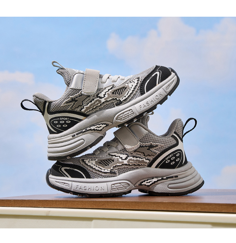 儿童运动鞋男女童老爹鞋2025春秋透气网面中童轻便软底跑步男童鞋详情16