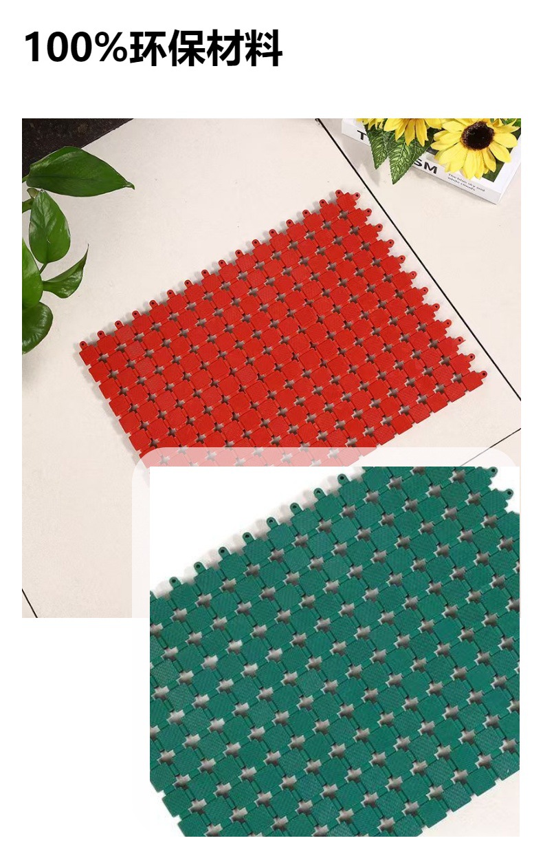 新方格拼接PVC30*40*1.0cm防水高承重洗车房免挖槽地漏地垫防滑垫详情3