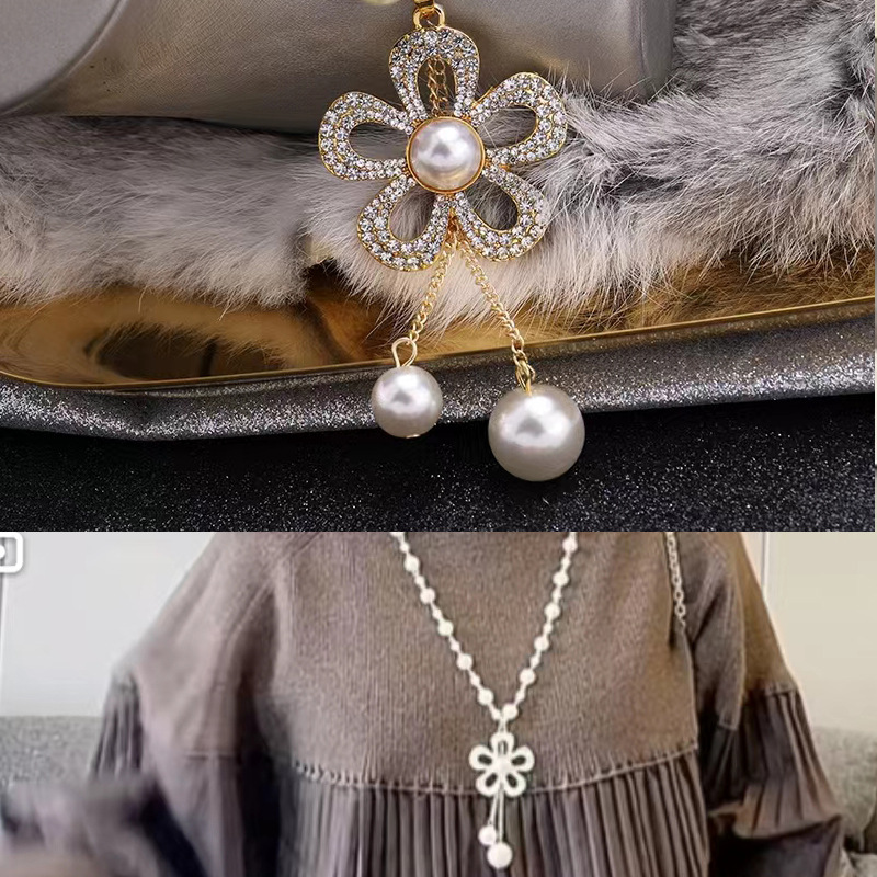 轻奢合金小香风珍珠项链长毛衣链女高级感时尚百搭装饰品配饰挂件详情17