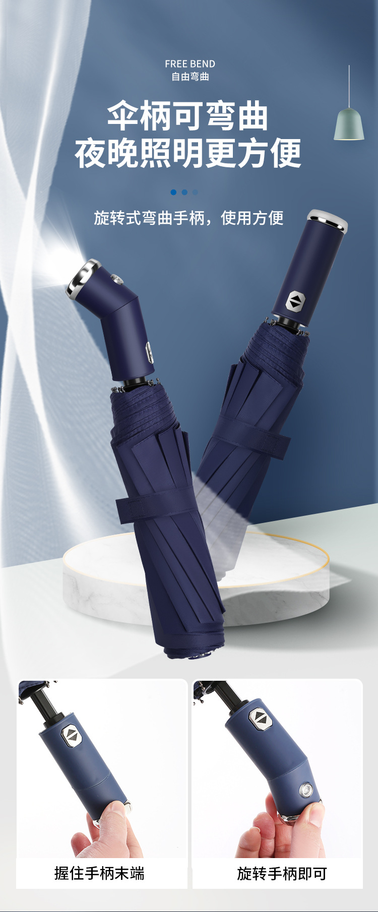 Umbrella printing fully automatic LOGO three-fold umbrella, large business black vinyl folding advertising gift, umbrella printing word gift box pic 16