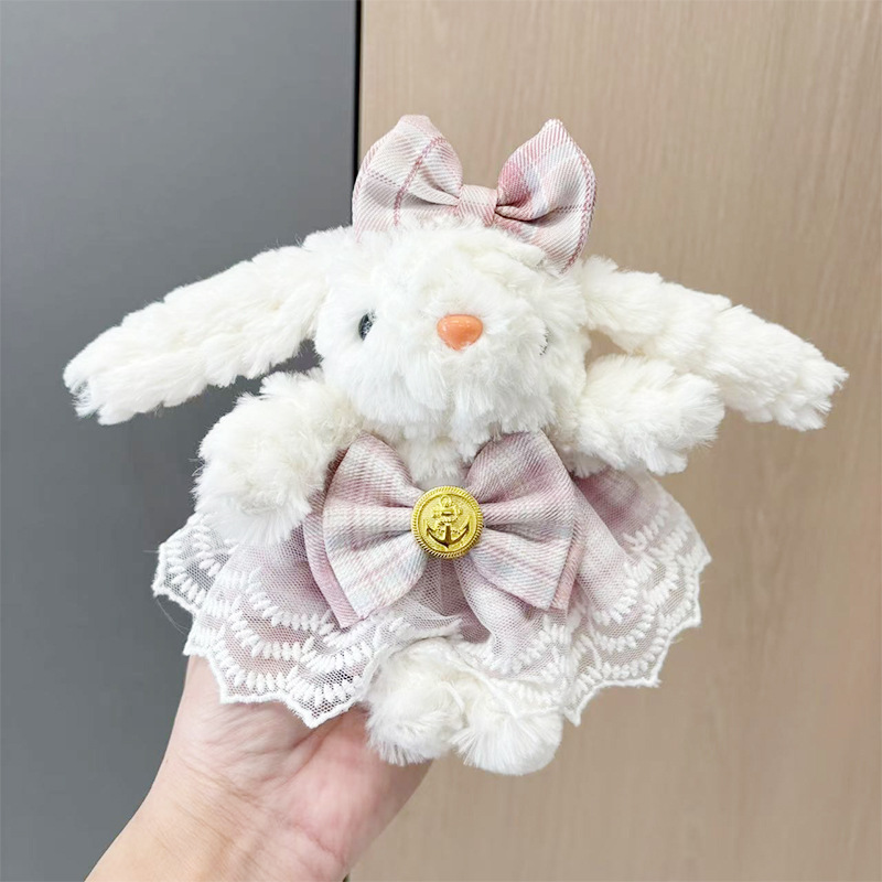 多巴胺格子长耳兔包包挂件小饰品可爱钥匙扣公仔玩偶兔子毛绒玩具详情36