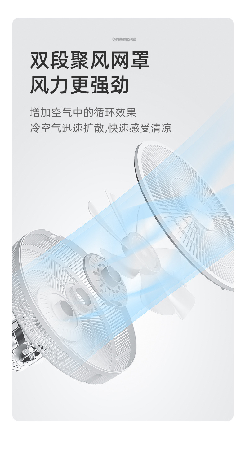 长虹家用电风扇10寸台地两用多档遥控定时8m远距送风扇摇头落地扇详情10