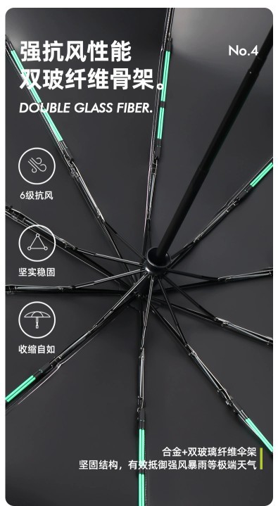 渐变色系全自动晴雨伞太阳遮阳防紫外线黑胶两用雨伞可加印logo详情5