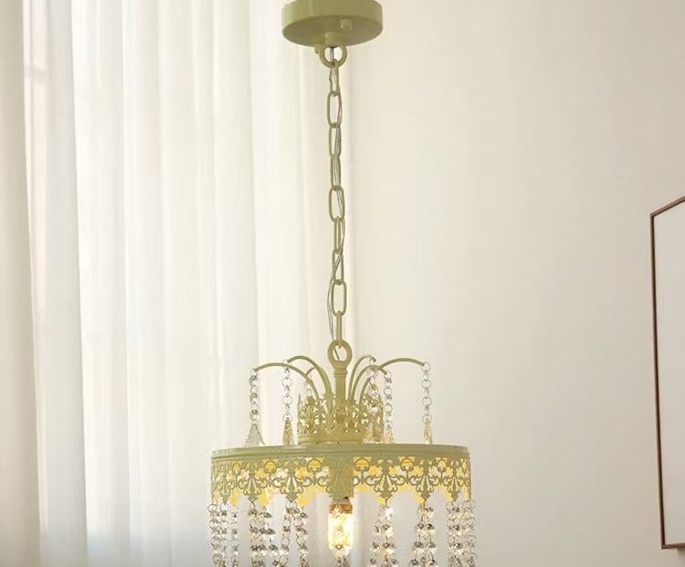 法式奶油风浪漫水晶吊灯美式轻奢玄关过道床头衣帽间公主房灯具详情5