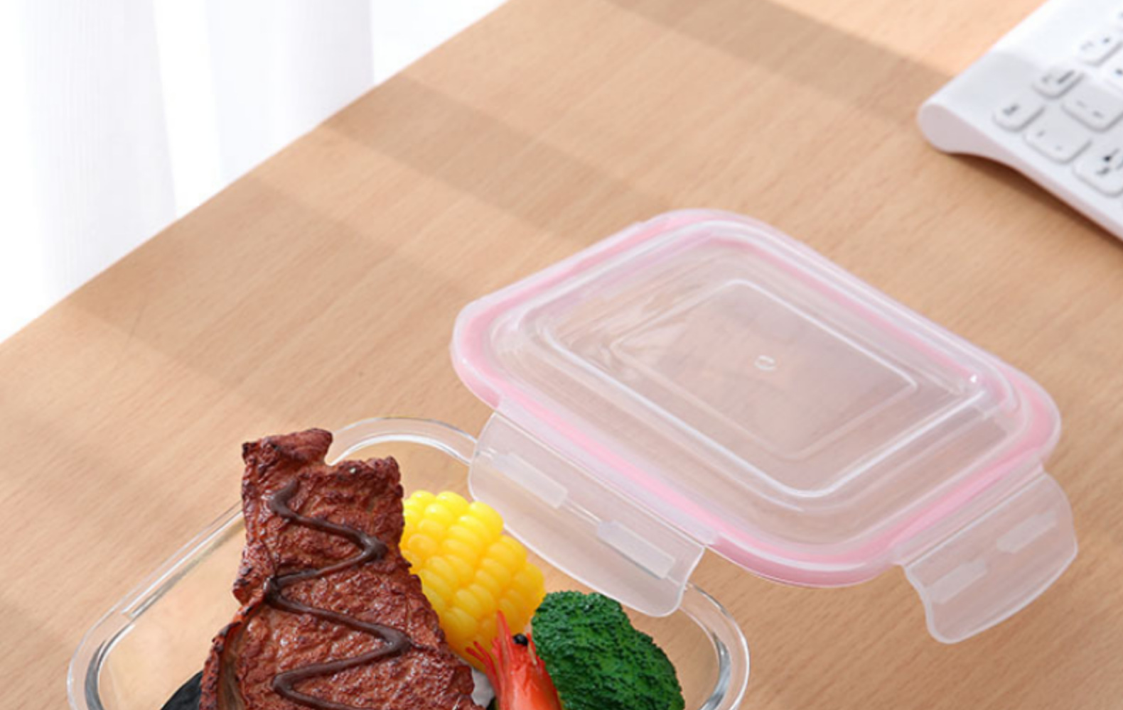 批发现货方形矩形玻璃饭盒上班族便当餐盒分隔微波炉餐具精美包装详情17