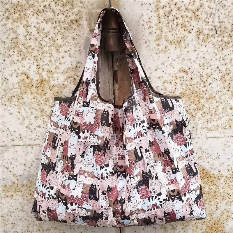 超大号卡通日本折叠环保购物袋防水尼龙买菜包收纳包米奇头手提袋详情9