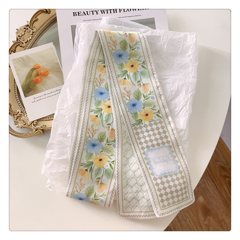 绿色花卉伴手礼盒丝巾绑包包飘带夏季女神发带清新长条绑发带详情27