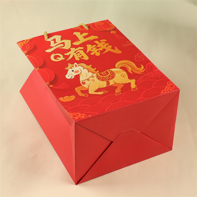 2026春节马年手提袋透明橱窗伴手礼袋年会礼品袋新年红色开窗礼袋详情12
