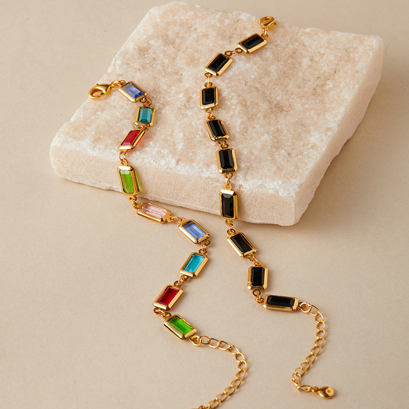 多巴胺手链跨境爱心设计小众几何水滴方形玻璃钻度假风小清新手饰详情42