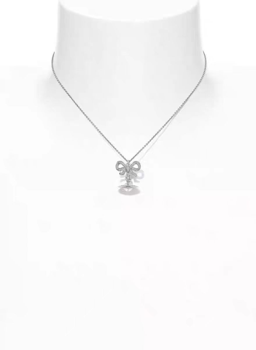 vivienne西太后土星项链orb 立体毛衣链蝴蝶结锁骨链精致时尚详情1