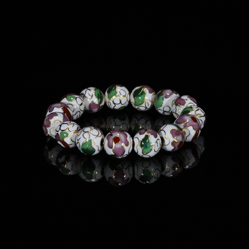 Beijing Cloisonne classical ethnic style jewelry, traditional copper base cloisonne enamel polished round bead bracelet pic 18