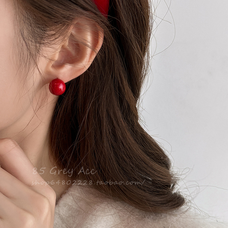 Shi Family Cherry Blossom Pink steamed bun Pearl Earrings for women, pure silver, high-end and simple earrings, mid-to-high-end wholesale accessories in Yiwu pic 21