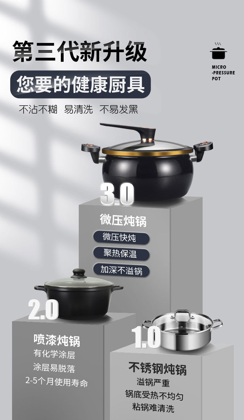 厂家直供新款珐琅陶晶锅微压汤锅家用多功能大容量焖煮炖煲烫锅详情8