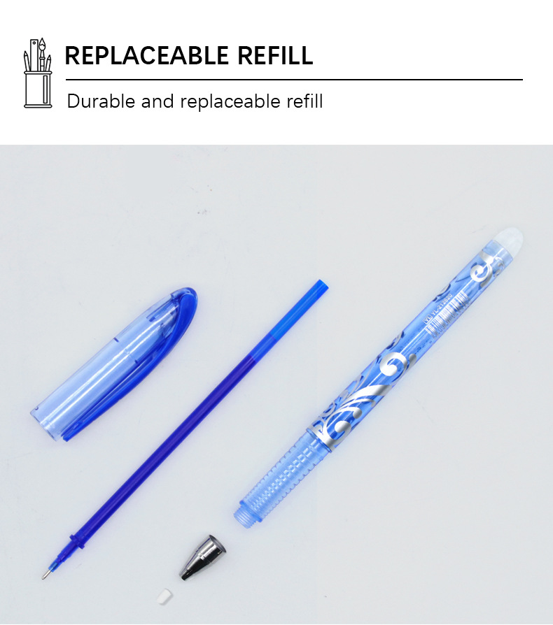 Yalong Cross-border Classic erasable ink Ballpoint Pen with eraser, creative small eraser tip erasable pen pic 4