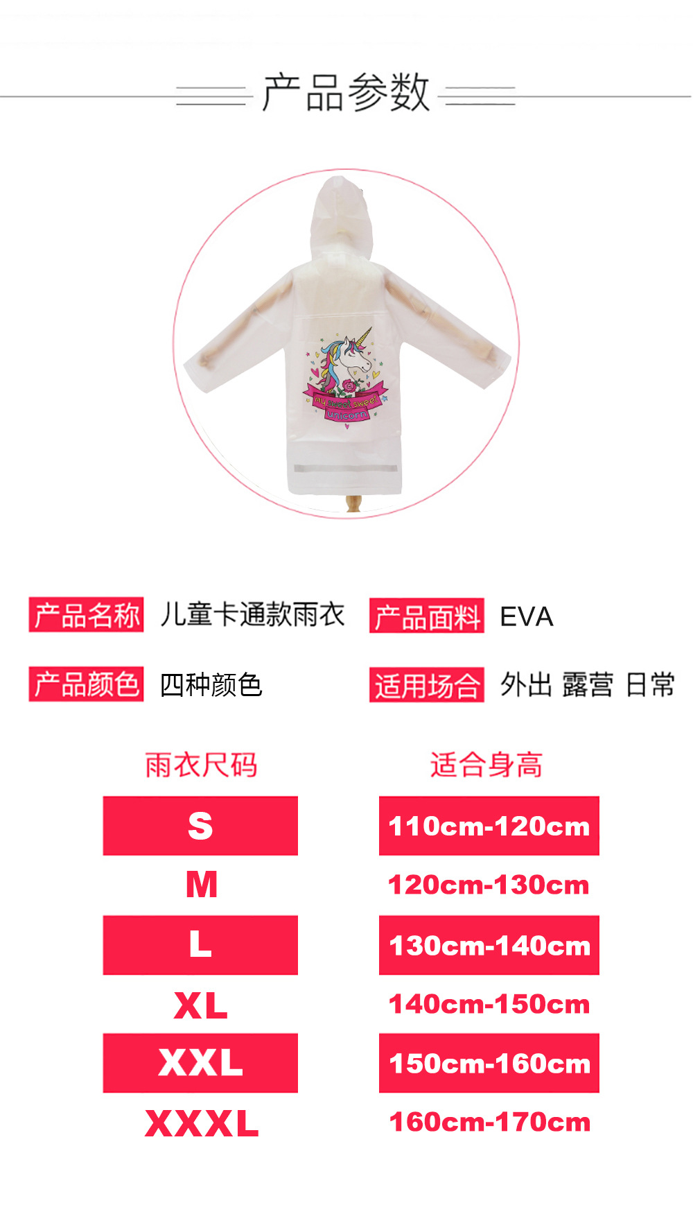 厂家批发带反光条学生雨衣PVC连体恐龙卡通儿童雨披带书包位现货详情7